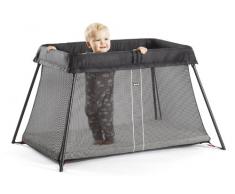 BABYBJÖRN Lit Parapluie Light, Noir avec Drap-housse pour le Lit Parapluie Light