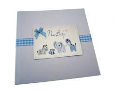 White Cotton Cards Album photo pour nouveau né Inscription New Baby BleuTaille Moyenne