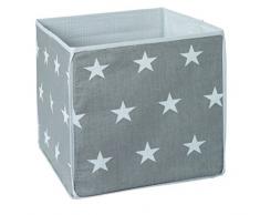 ROBA 139100DGV190 – boîte de rangement « Little Stars », gris avec étoiles blanches.