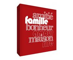 Feel Good Art Amour et Famille Toile sur Cadre Photo Mural de Style Moderne/Typographique Rouge 50 x 50 cm