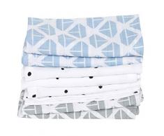 Lot de 7 serviettes de toilette pour bébé en mousseline de coton Certifié Öko-Tex Standard 100 navires bleu 30 x 30 cm