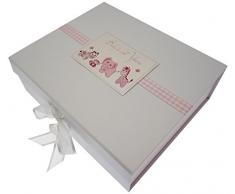 White Cotton Cards Babys First Years Grande boîte souvenir Jouets (Rose)