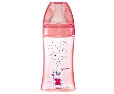 Dodie 3700763536903 Initiation+ Biberon Anti-Colique Tétine Ronde 3 Vitesses Débit 2 Rose Licorne 0-6 Mois 270 ml