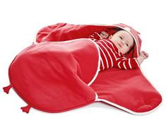 Wallaboo - Couverture Enveloppante Animal - Multi-Usages - pour Coques Bébé / Sièges Auto / pour Landaus / Poussettes ou Lits Bébé - 90 cm x 70 cm - Cotton - rouge