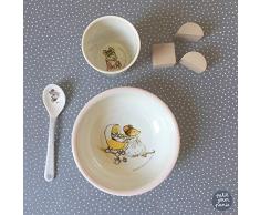 Petit Jour Paris - Coffret vaisselle dapprentissage Ernest & Célestine - pour apprendre à manger comme un grand