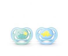 Philips Avent SCF344/20 2 sucettes ULTRA aérées - Bleu - Décor Dino - 0/6 mois