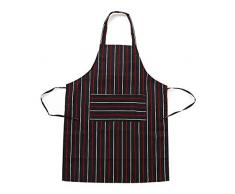 Tablier de cuisine réglable pour hommes et femmes, tablier de cuisine professionnel noir et tablier de cuisine pour la maison, rayures blanches rouges noires (31 x 27 pouces)