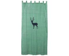 TAFTAN Rideau cerf à passants Motif cerf Bleu 145 x 280 cm