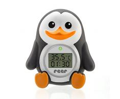 reer 24041 MyHappyPingouin Thermomètre de bain numérique 2 en 1 Gris