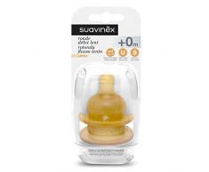 Suavinex Set de 2 Tétines Bout Rond Debit Lent en Latex 0+ Mois
