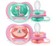 Philips Avent SCF349/12 Lot de 2 sucettes ultra air - 18+ Mois - Rose/Vert