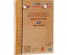 Dudu N pour couffin Drap-housse en jersey épais, 2 pièces, bleu/rose