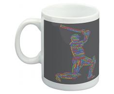 Feel Good Art Mug en céramique Motif typographie moderne Cricket (Multicolore sur tons noir)