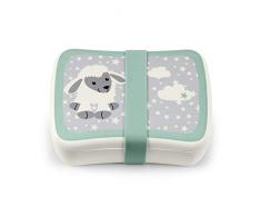 Sterntaler Boîte À Goûter en Bambou Mouton Stanley, 13 x 17 x 6 cm, Gris/Turquoise