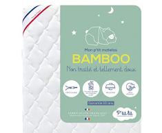 PTIT LIT Matelas Bébé Bamboo-70x140 cm-Viscose Douce et Absorbante-sans Traitement Chimique-Déhoussable-Oeko Tex-Fabrication Française, Blanc, 70 x 140