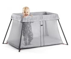 BABYBJÖRN Lit Parapluie Light, Argent avec Drap-housse pour le Lit Parapluie Light