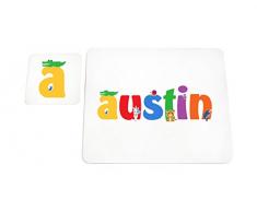 Feel Good Art brillant Set de table et dessous-de-verre pour les bébés et les tout-petits (Austin)