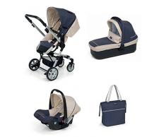Foppapedretti Supertres - Système combiné avec Poussette, Nacelle, Siège Auto et Sac Denim Perla