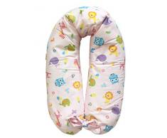 merrymama- Housse de rechange pour coussin allaitement et grossesse cm 190, Zoo fond rose