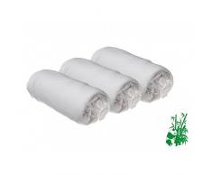 Lot de 3 Draps housse Bambou pour lit bébé 60x120-6 coloris disponibles (Blanc)
