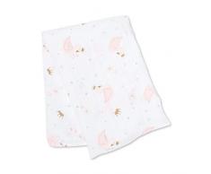 Lulujo Couverture à emmailloter en mousseline pour bébé Motif cygne scintillant