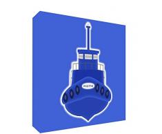 Feel Good Art Diamant poli Illustration Nursery Symboliquement/Decor Bloc pour le transport dun enfant (10,5 x 14,8 x 2 cm, petit, bleu, jouet bateau)