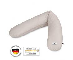 Julius Zöllner4661040540 Coussin dallaitement, coussin de grossesse, coussin de rangement, garnissage flocons très confortable et souple Taupe uni Env. 180 cm