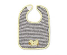 Sterntaler Bavoir Bébé en Velcro Canard Edda , Taille : 26 x 38 cm, Gris/Jaune