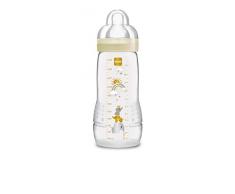 MAM Easy Active Biberon avec Tétine, Taille 2 en Silicone SkinSoft, Biberon de Forme Ergonomique, 4+ mois, Transparente, 330 ml
