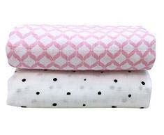 Motherhood Premium Lot de 2 chiffons de protection lavables 100% coton 100% naturel Rose classique 85 x 110 cm