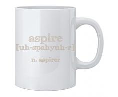 Feel Good Art brillant Mug en céramique Motif typographie moderne (Tons neutres, Aspire)