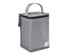 BÉABA, Pochette Repas Bébé Isotherme, Rangement biberons grand format, Grande capacité, Transporte repas complet, Matière souple, Pliable, Tissu imperméable, Gris chiné