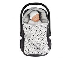 Sevira Kids - Couverture Emmaillotage Bebe - Gigoteuse - Enveloppante - Nid dange - Hiver - Universelle - Minky - Réversible - Multi-usage pour siège Auto Éléphants Beige - Confortable Tissu Doux