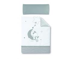 pirulos 77013120 – Housse Couette et housse coussin chauffant 100 x 135 design Luna, blanc et gris