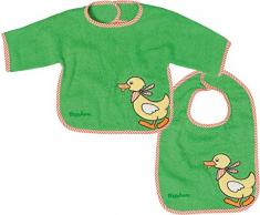 Playshoes 507425 Lot de bavoirs avec manches et Velcro Motif canard Vert