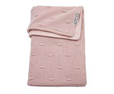 Meyco 2754052 Couverture tricotée pour bébé avec velours et nœud Rose 100 x 150 cm
