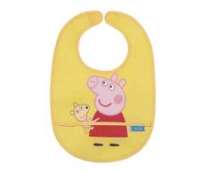 Petit Jour Paris - PI617BK - Bavoir en toile cirée jaune Peppa Pig - Avec scratch et poche récupératrice