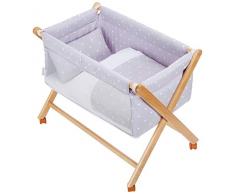 pirulos 28113120 – Berceau Pliable Ciseaux naturel motif stars, 68 x 90 X71 cm, blanc et gris