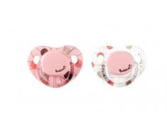 Badabulle 2 Sucettes Physio 6-12 Mois Fille Rose/Rouge/Blanc