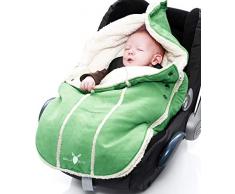 Wallaboo Chancelière Original -Couverture Enveloppante Universelle Multi-Usages, Daim Microfibre, pour Coques Bébé, Sièges Auto, Landaus, Poussettes ou Lits Bébé, 0 - 12 mois, Couleur: Vert
