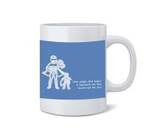 Feel Good Art Mug en céramique Typographie moderne et design Illustration (Bleu ciel, Super Dad deux, deux enfants)