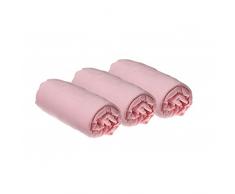 Lot de 3 Draps housse Coton pour lit Bébé 50x100-6 coloris disponibles (Rose)