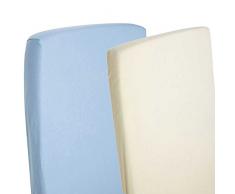 2 x Lit Drap-housse en jersey 100% coton 140 cm x 70 cm Crème/bleu