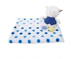 Bieco 04004114 Ensemble Doudou pour bébé avec Couverture et Peluche en Forme de Mouton, Doudou avec Couverture Blanche à Pois Bleus et Peluche en Forme de Mouton pour bébé à partir de 3 m+, Bleu