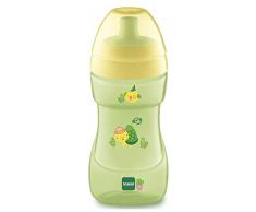 MAM Sports Cup Gobelet dapprentissage avec bouchon automatique, verre anti-fuite pour bébé avec valve de contrôle du flux, tasse anti-fuite, facile à tenir, 12 + mois, vert