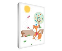 Little Helper fox128–12 G Feel Good Art Décoration murale sur toile de lin épaisse style moderne – Monsieur Renard dans la forêt – 30 x 20 CM