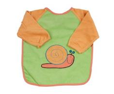 Bolin Bolon Bavoir brodé à manches ESCARGOT - Vert - 80 % Coton et 20 % Polyester