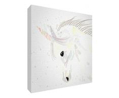 Feel Good Art Toile Murale avec Cadre en Bois Massif Motif Licorne