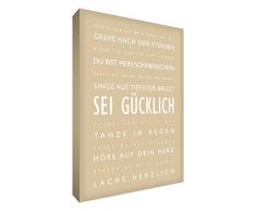Little Helper BH1216-01G Feel Good Art Tableau sur toile avec citations sur la chance en langue allemande Typographie moderne Beige 40 x 30 cm