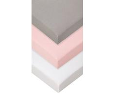 Lot de 3 draps housse Coton - 70x140 - gris blanc rose